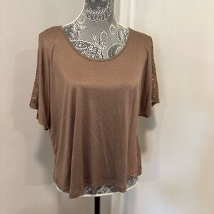 Women Kirra Sz: M Brown Loose Fit Lace Back Boxy Oversized Lightweight Flowy Top